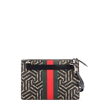 Pre-Owned Gucci Small Bee Web Zip Messenger Bag Caleido Gg Coated Canvas