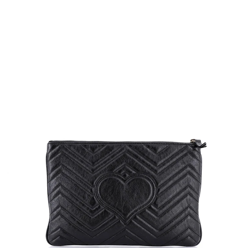 Pre-Owned Gucci Gg Marmont Clutch Matelasse Leather