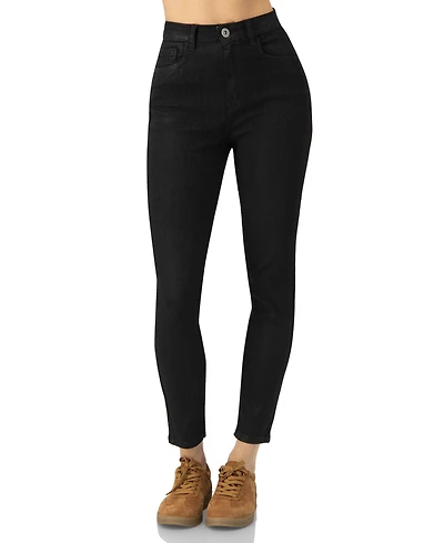 Ivonne Women's Skinny Jeans with Button and Patch Pockets