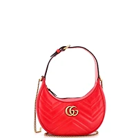 Pre-Owned Gucci Mini Gg Marmont Half Moon Hobo Matelasse Leather