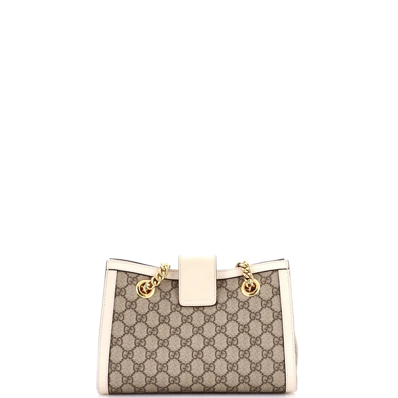 Pre-Owned Gucci Small Padlock Chain Tote Gg Coated Canvas with Leather