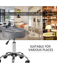 Homcom Round Vanity Stool with Height Adjustable Lift & Luxury Style Upholstery