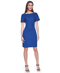 Dkny Women's Short-Sleeve Boat Neck Ruched Dress