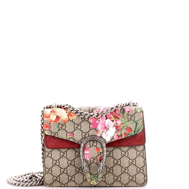 Pre-Owned Gucci Mini Dionysus Bag Blooms Print Gg Coated Canvas