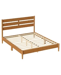 Slickblue Full Bed Frame with Led Headboard Storage Shelf Ports