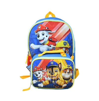 Paw Patrol 16" Shoulder Backpack for School with Rectangular Lunch Bag, for Boys