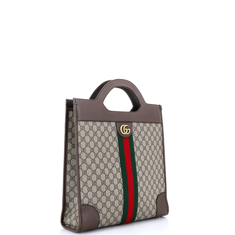 Pre-Owned Gucci Medium Ophidia Cut Out Handle Tote Gg Coated Canvas