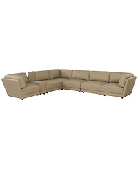Versa 7-Pc. L-Shape Leather Sectional with Console