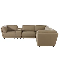 Versa 6-Pc. L-Shape Leather Sectional with Console