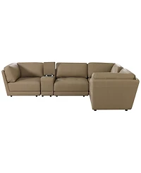 Versa 6-Pc. L-Shape Leather Sectional with 2 Consoles