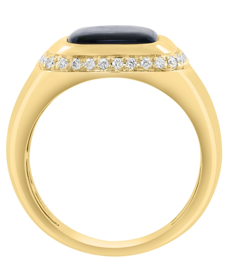 Effy Collection Men's Diamond (1/3 ct. t.w.) and Onyx (13x12mm) Ring in 14k Yellow Gold