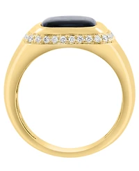 Effy Collection Men's Diamond (1/3 ct. t.w.) and Onyx (13x12mm) Ring in 14k Yellow Gold