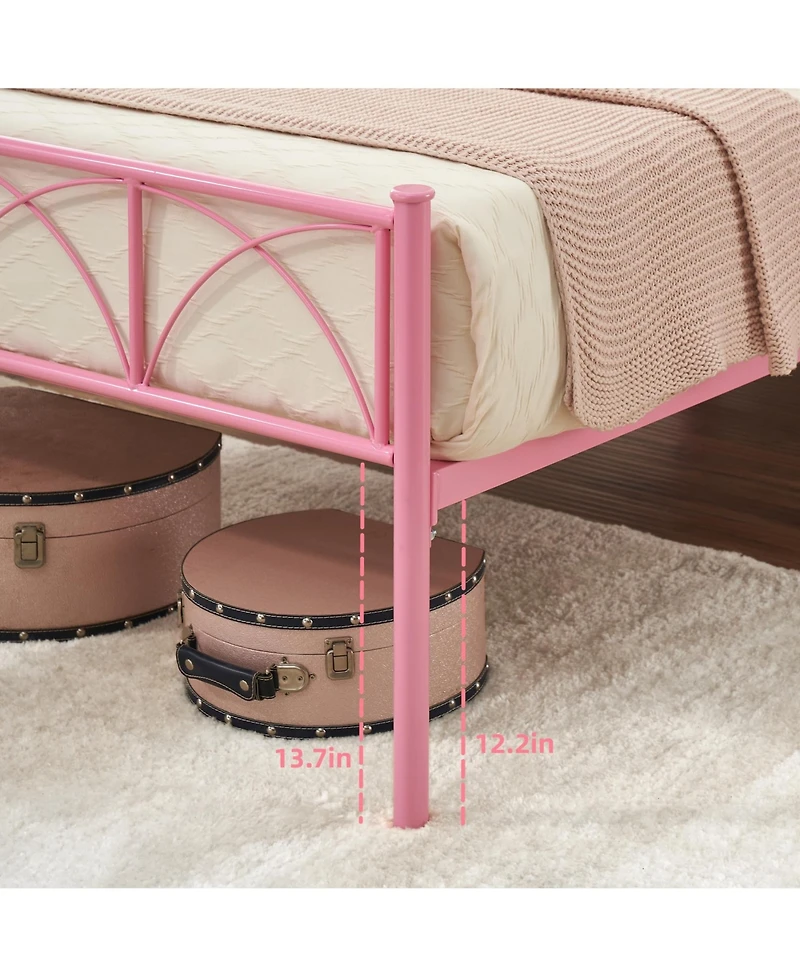 Homfan Metal Bed Frame with Headboard and Footboard, Platform Bed with Underbed Storage, No Box Spring Needed, Easy Assembly