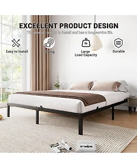 Homfan Metal Platform Bed Frame with Steel Slats, Low Profile Mattress Foundation and Underbed Space