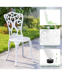 Sugift 3 Piece All Weather Cast Aluminum Bistro Chairs and Table with Umbrella Holes