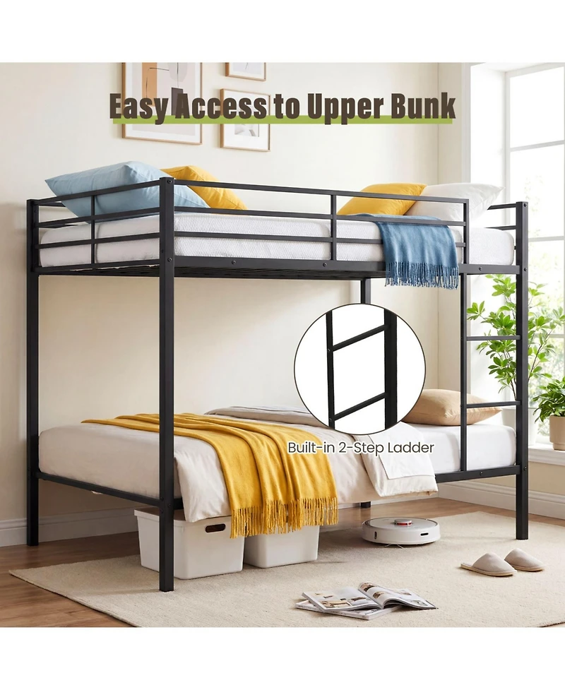 Slickblue Full Over Metal Bunk Bed Frame with Full-Length Guardrails
