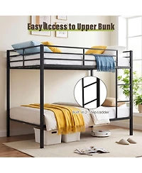 Slickblue Full Over Metal Bunk Bed Frame with Full-Length Guardrails