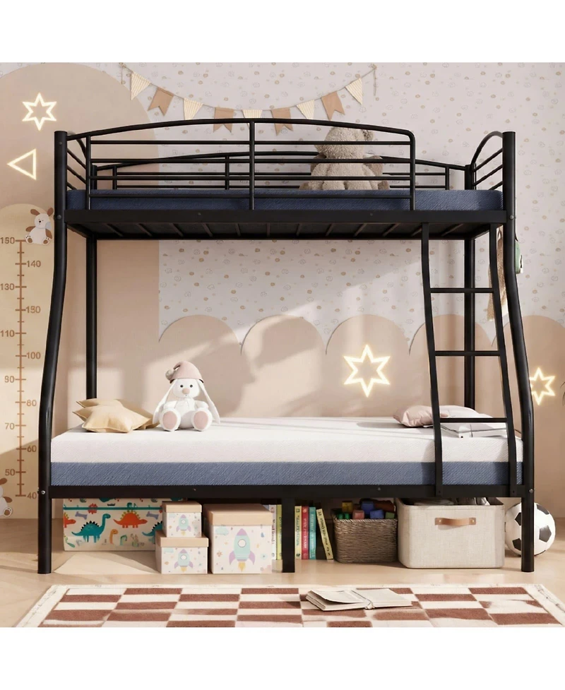 gaomon Twin Over Full Bunk Bed, Metal Beds with Ladder and Guardrail,Heavy Duty Space Saving Design,Smooth Rounded Edges