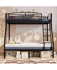 gaomon Twin Over Full Bunk Bed, Metal Beds with Ladder and Guardrail,Heavy Duty Space Saving Design,Smooth Rounded Edges