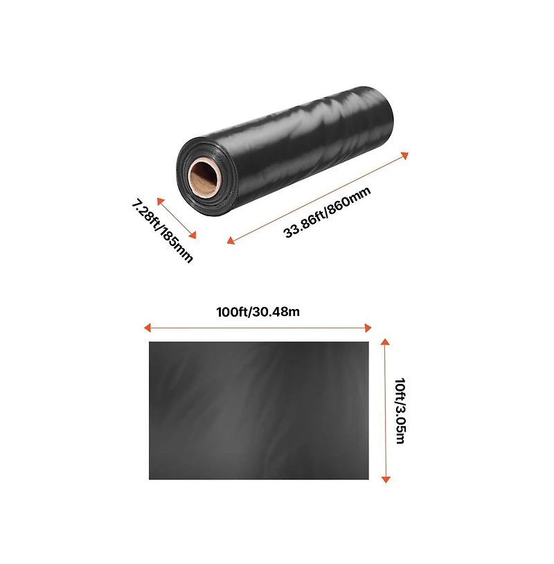 Sugift 10 x 100 feet 6 Mil Heavy Duty Plastic Sheeting Roll Vapor Barrier