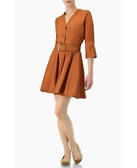 Ivonne Women's Dolman Sleeve Solid Dress with Belt