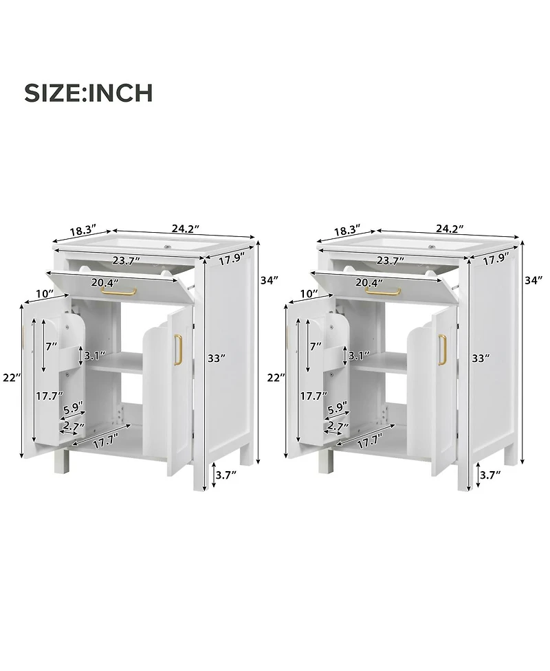 Sillysis Double Sink Bathroom Vanity, Solid Wood Cabinet, Ceramic Top, Soft Close Doors and Storage for Modern Homes