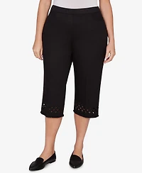 Alfred Dunner Plus Detail Driven Geometric Cut-Out Flat-Front Capri Pants