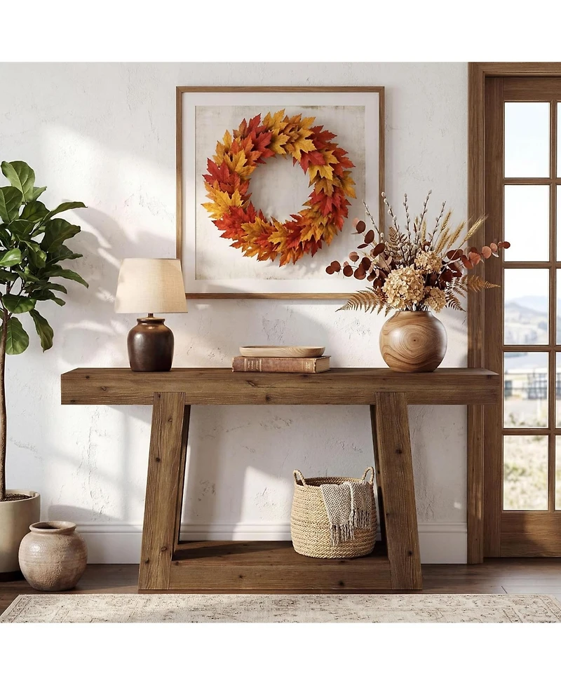 Tribesigns 55-Inch Solid Wood Console Table, Farmhouse Sofa Table with Storage, Rustic Skinny Entryway Table