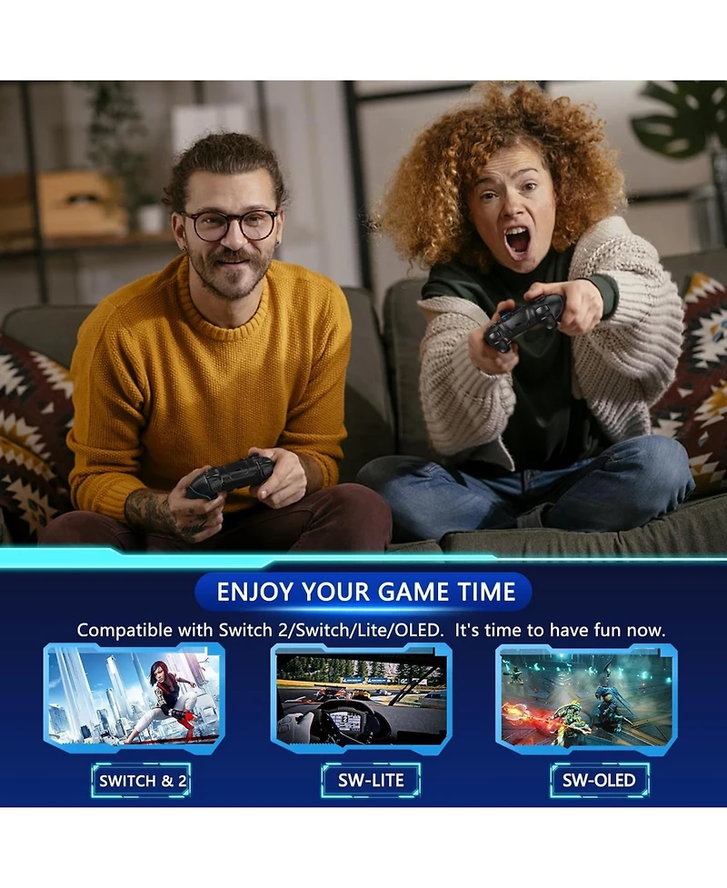 ECHTPeak Upgraded Switch Controller, Wireless Pro Controller for Switch 2/Lite/Oled, Bluetooth Remote Gamepad with Hall Effect Joystick, 6-Axis Gyro