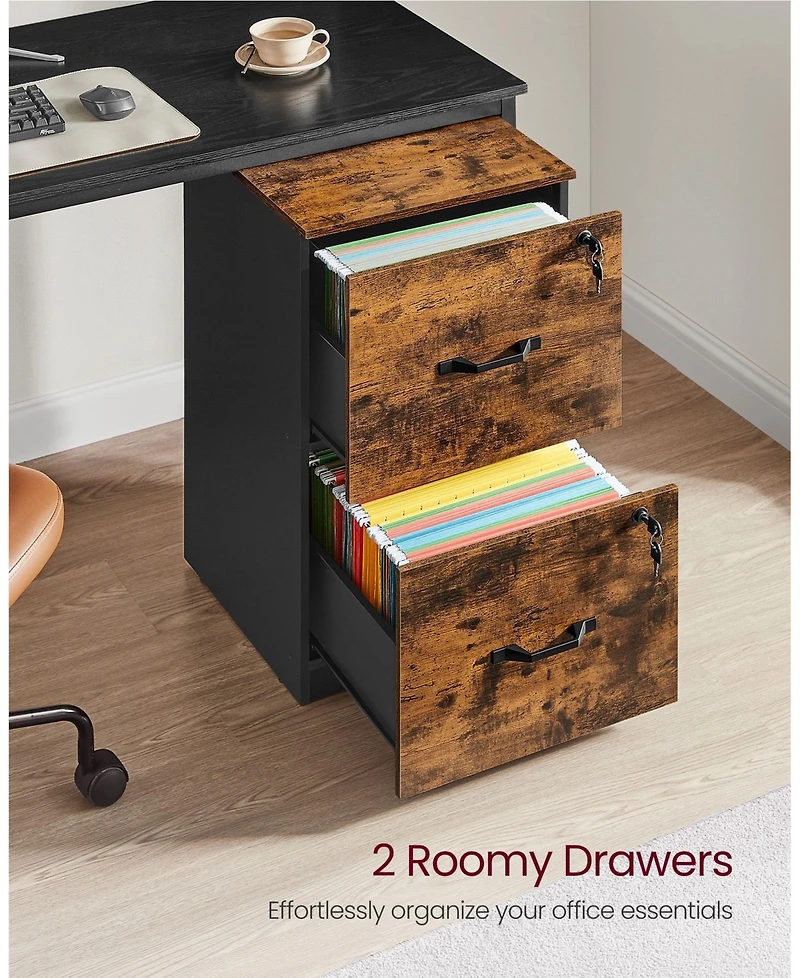 Slickblue Compact 2 Drawer File Cabinet with Lock Printer Stand Storage Unit