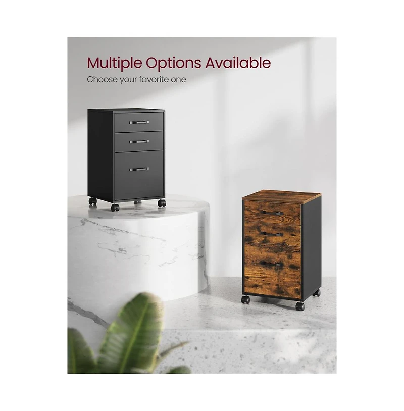 Slickblue Rolling 3 Drawer File Cabinet with Wheels for Office Organization