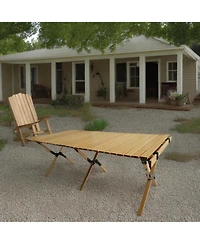 ECHTPeak 4FT Folding Camping Table, Roll Up Portable Camp Table, Low Collapsible Lightweight Aluminum Outdoor, for Camping, Picnic, Beach, Patio