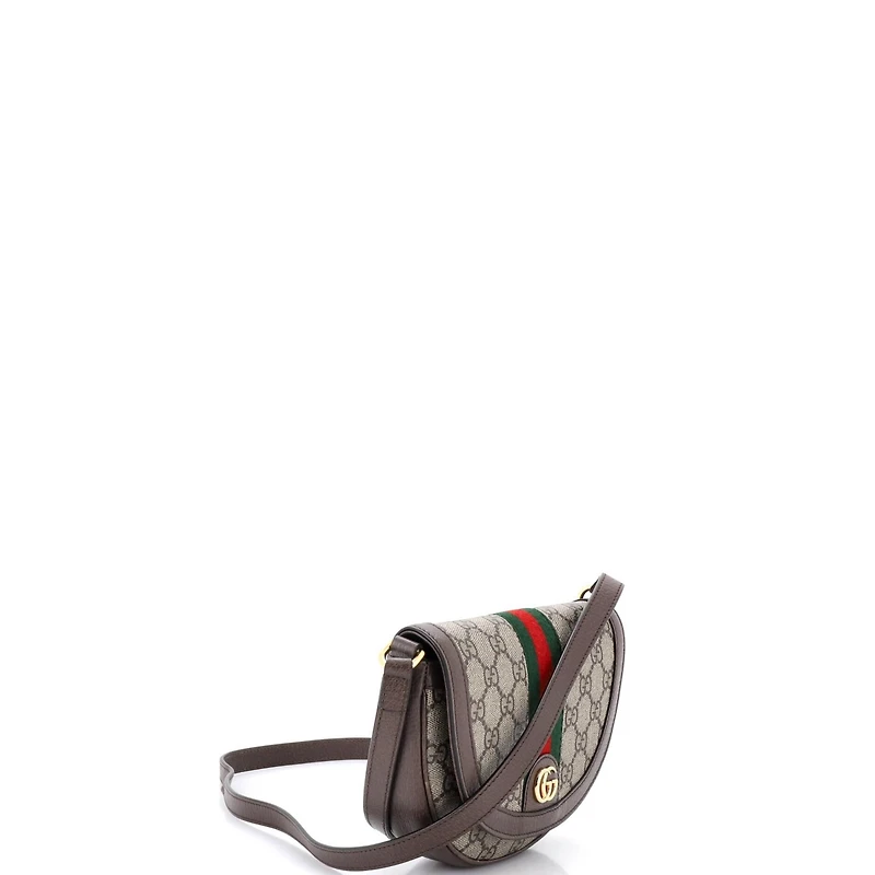 Pre-Owned Gucci Mini Ophidia Curved Flap Shoulder Bag Gg Coated Canvas