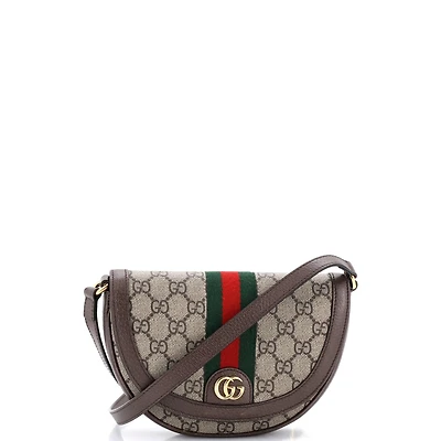 Pre-Owned Gucci Mini Ophidia Curved Flap Shoulder Bag Gg Coated Canvas