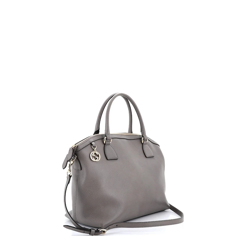 Pre-Owned Gucci Medium Gg Charm Convertible Dome Satchel Leather