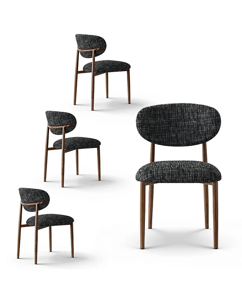 Modern Chenille Upholstered Dining Side Chairs Set of 4, Armless