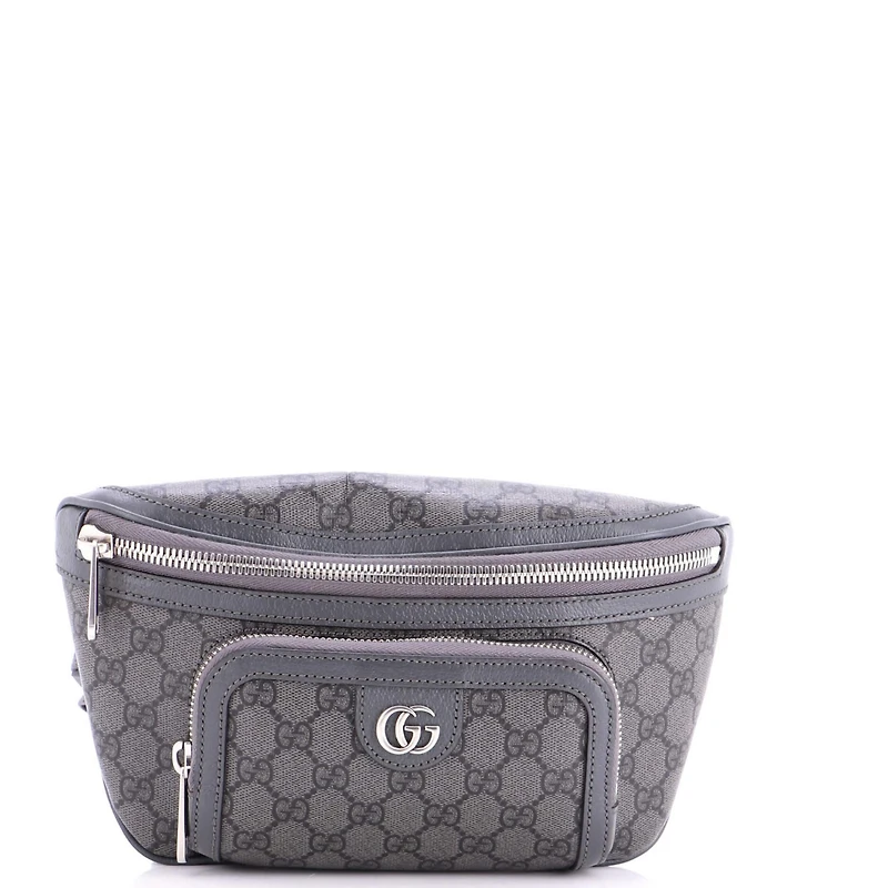Pre-Owned Gucci Medium Ophidia Front Pocket Zip Belt Bag Gg Coated Canvas