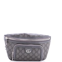 Pre-Owned Gucci Medium Ophidia Front Pocket Zip Belt Bag Gg Coated Canvas