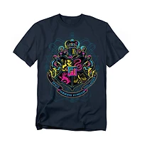 Harry Potter Men's Neon Hogwarts Shield With Motto T Shirt