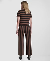 Dkny Jeans Women's Pull-On Striped Ankle Length Pants