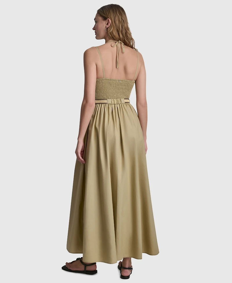 Dkny Jeans Women's Strappy V-Neck Belted Maxi Tank Dress