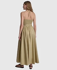 Dkny Jeans Women's Strappy V-Neck Belted Maxi Tank Dress