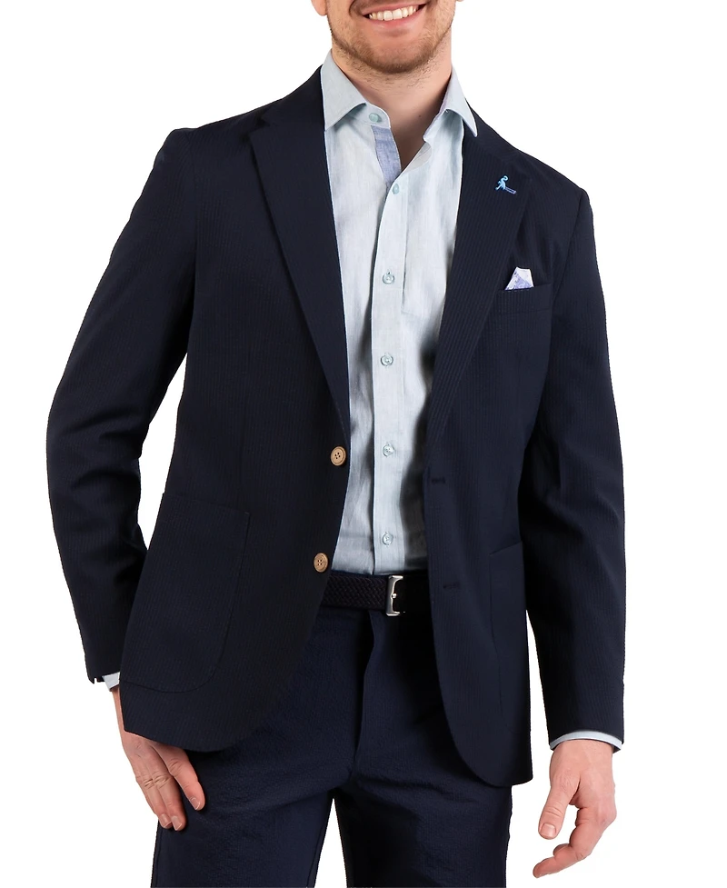 Tailorbyrd Men's Textured Stripe Seersucker Sport Coat