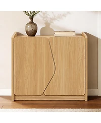 LuxenHome Modern Storage and Sideboard Cabinet, 2 Doors with Soft-Close Hinges, Raised Sides