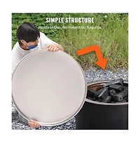 Sugift Fire Pit Spark Screen Cover 27 in Round Stainless Steel Easy Open Lid