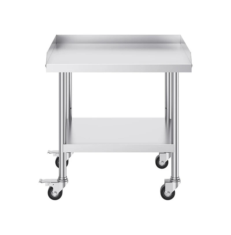 Sugift Stainless Steel Work Table 24x28x30 in Commercial Prep Table 3-Sided Backsplash
