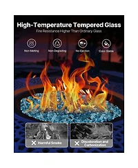 Sugift Fire Pit Glass 10 lbs Aqua 1/2 in Reflective Tempered Fireplace Rocks