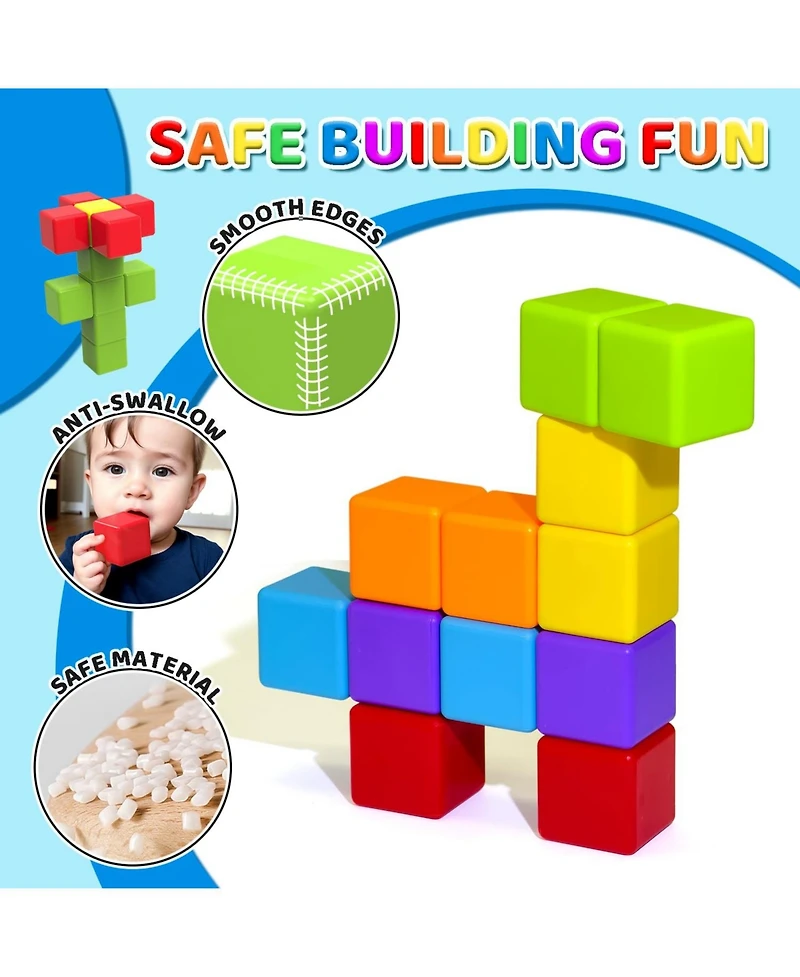 Gnuadz 1.65 Inch Magnetic Stacking Cubes Sensory Montessori Toddler Toy