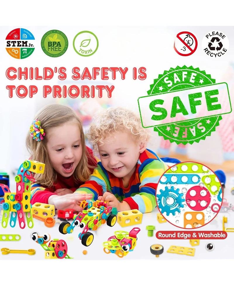 Gnuadz Stem Building Blocks Toys Ages 3-10 Educational Creative Games Storage Box