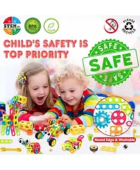 Gnuadz Stem Building Blocks Toys Ages 3-10 Educational Creative Games Storage Box